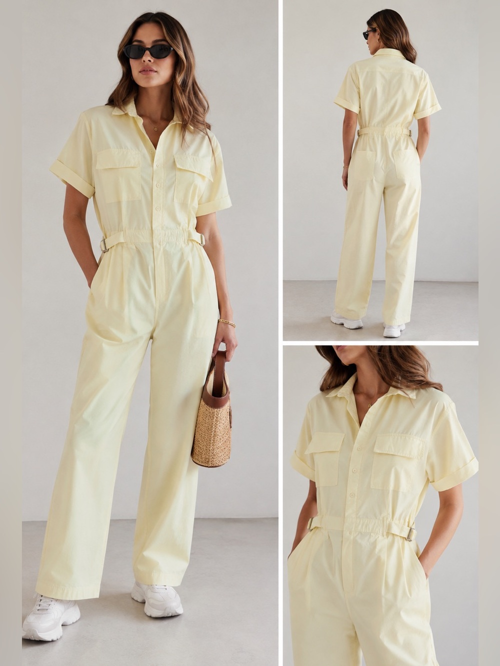 Levi's Pale Yellow Short-Sleeve Utility Jumpsuit